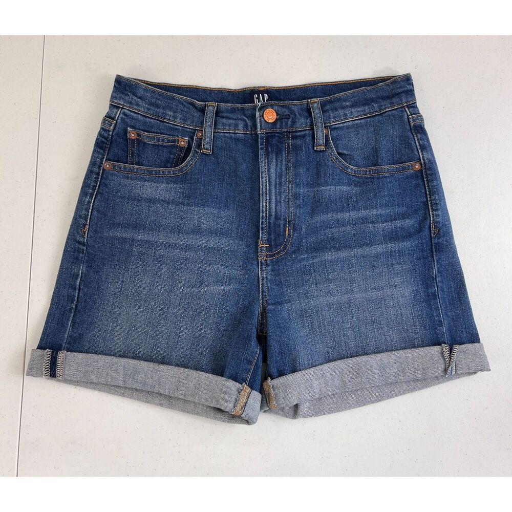 Gap Denim Women's High Rise 4" Shorts Cuffed Stretch Cotton Size 26 Regular